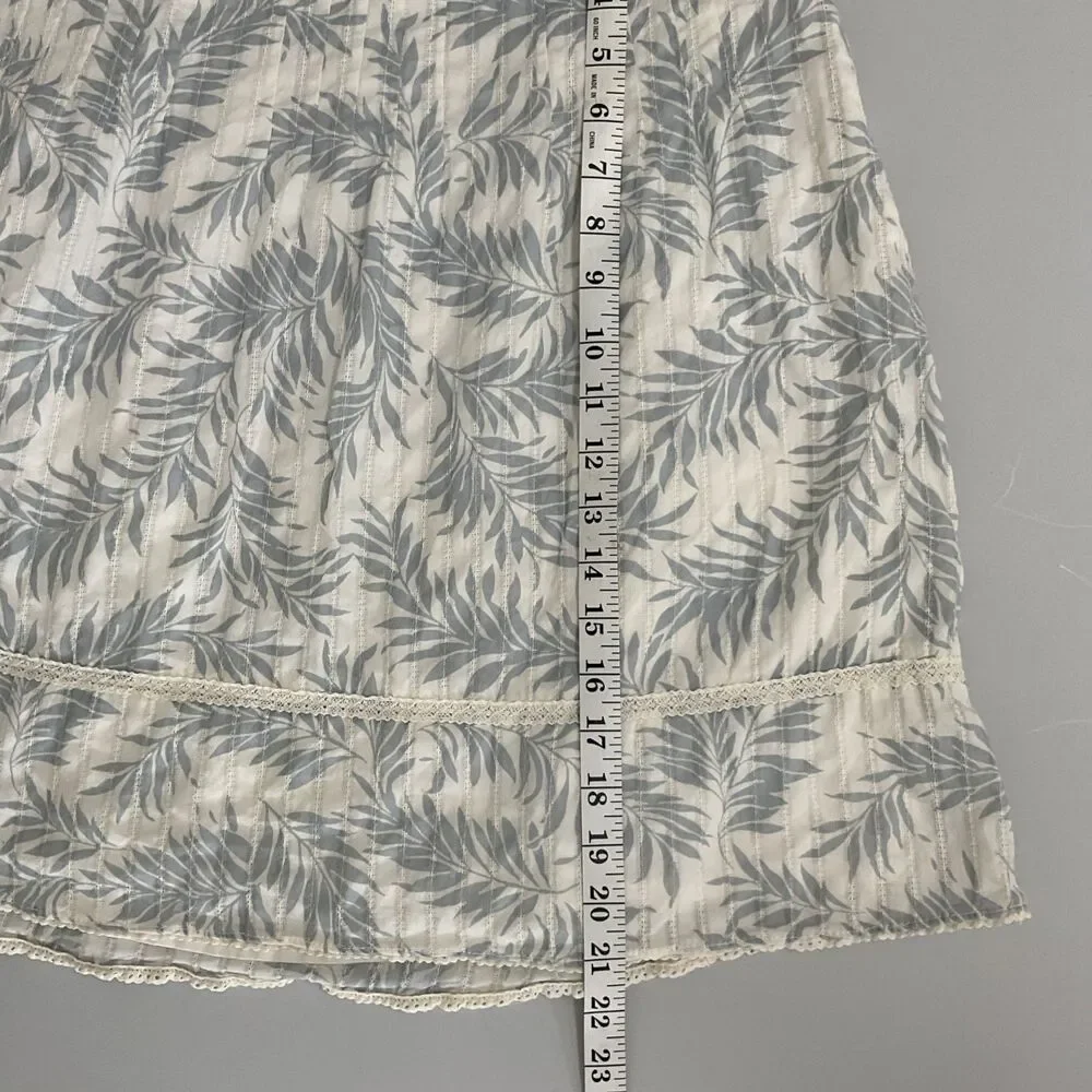 Ann Taylor Size 4 White Skirt Cotton Leaves Embroidered Eyelet Tiered Whimsical